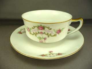 Eamag Bavaria Cup and Saucer Pink Roses Gold Trim VGC  