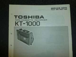 TOSHIBA KT 1000 Mini Cassette Recorder SERVICE MANUAL  