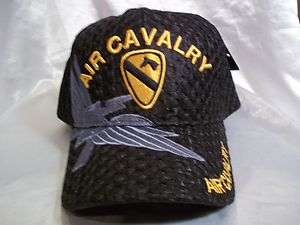 AIR CAVALRY BALL CAP HAT IN BLACK AIR MESH W/ GOLD NWT OSFM  