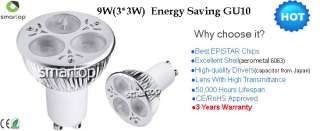 10pcs 5 Year Warranty GU10 9W LED 3x3W Light Lamp Bulb Warm White&Cool 