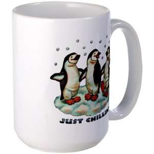  Large Mug Coffee Drink Cup Christmas Penguins Just Chillin 