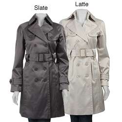 Jessica Simpson Womens Belted Satin Trench Coat  