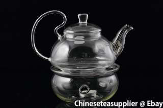 Chinese 500cc Stout Glass Tea Pot +Glass Warmer Stand  