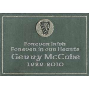  Celtic Green Stone Memorial Plaque with Silver Patio 