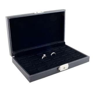 24 JEWELRY RING CASE DISPLAY WIDE SLOT STORAGE BOX WITH LOCK AND KEY 