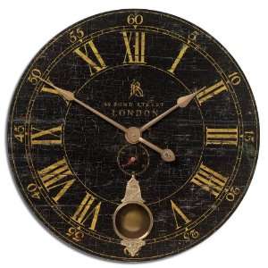   Black and Cast Brass Internal Pendulum Wall Clock