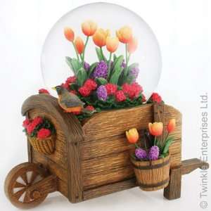  Blowing Glitter Sculptured Musical Wheelbarrow with Tulips 