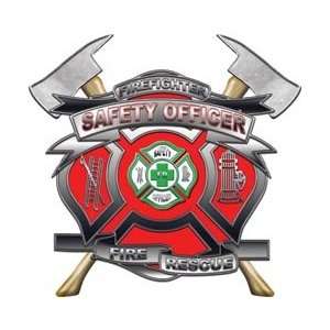   Red Firefighter Maltese Cross Decal with Axes REFLECTIVE Automotive