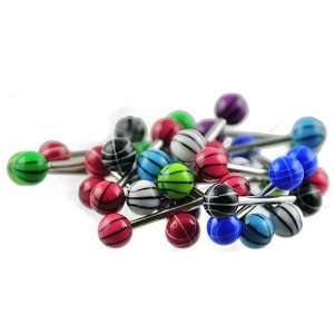   Steel Staright Tongue Barbell Package With Acrylic UV Reflective Balls