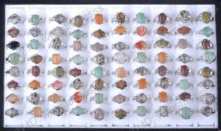 Wholesale Jewelry lots 5pcs stone rings platinum P mix size & style 