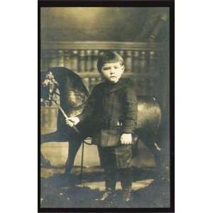  00006 CUTE Boy with Rocking Horse REAL Photograph 