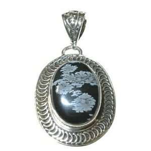 Snowflake Obsidian and Sterling Silver Pendant