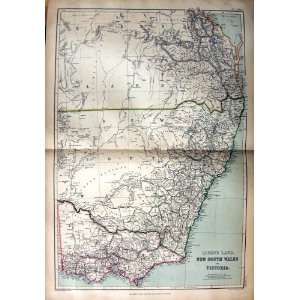   1872 Map New South Wales Victoria Australia Queensland