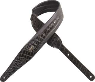 Levys MSS100CR BLK Artificial Crocodile Leather Guitar/Bass Strap 
