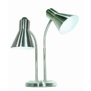   60/806 Twin Goose Neck Desk Lamp, Brushed Nickel
