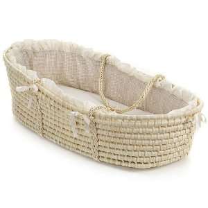  Natural Moses Basket With Beige Gingham Bedding Baby