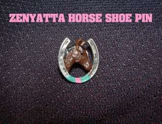 NEW ZENYATTA HORSE SHOE HAND PAINTED RACING PIN  