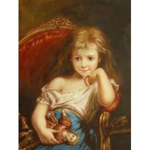   inch Figure Canvas Art Cute Little Girl with a Doll