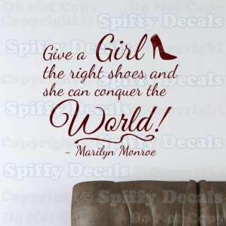   GIRL SHOES CONQUER WORLD MARILYN MONROE Quote Vinyl Wall Decal Sticker