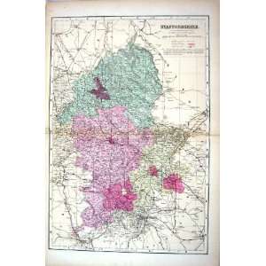   England Wolverhampton Stafford Bacon Antique Map 1883