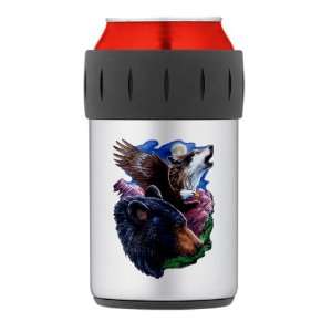    Thermos Can Cooler Koozie Bear Bald Eagle and Wolf 
