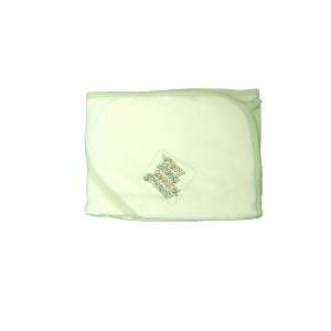    Under The Nile Hooded Blanket Itsy Bitsy, Natural/Trim Green Baby