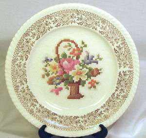LOVELY BRITISH EMPIRE WARE PETIT POINT DINNER PLATE  