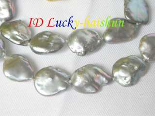17mm Gray Reborn keshi pearls necklace dragon j7479  