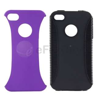 5x Hybrid Gel Rubber Skin/Hard Case Cover For iPhone 4 G 4S Purple 