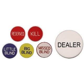 Set of 6 Professional Casino Texas Holdem Poker Dealer Buttons