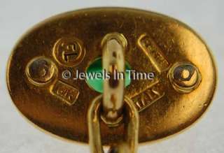 18K Yellow Gold Cufflinks w/ Oval Cabachon Emeralds  
