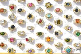 wholesale jewelry lots 20pcs 18K gold plated cz rings mulcticolor 