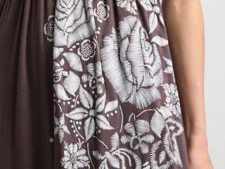 MOGAN Floral Print Strapless Tube LONG MAXI DRESS Draped Jersey Knit 