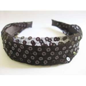  1.75 Black Sequin Wrapped Headband For Girls And Women 