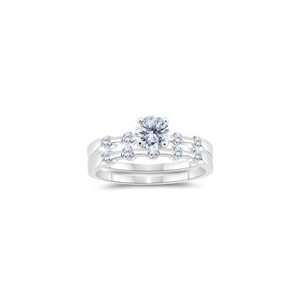  1.27 Cts Diamond Matching Ring Set in 14K White Gold 8.0 