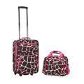 Rockland Expandable Pink Giraffe 2 piece Lightweight Carry on Luggage 