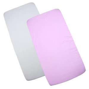  Pack of 2 Fitted Cotton Crib / Pram Sheets   1White &1 Pink Baby