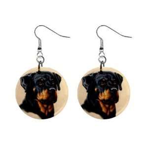  Rottweiler Dog Pet Lover 1 Button Dangle Earrings Jewelry 