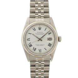 Pre owned Rolex Mens Datejust Stainless Steel White Gold White Roman 