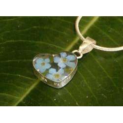   Silver Forget Me Not Small Heart Necklace (Mexico)  
