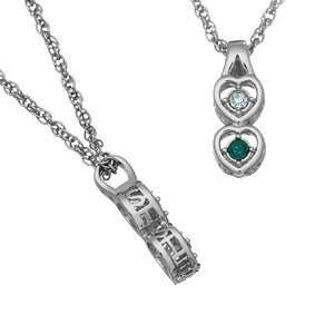    Platinum Plated Sisters Birthstone Necklace 2 Birthstones Jewelry