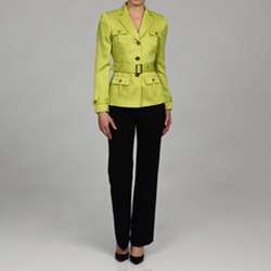 Tahari ASL Womens Hopsack 3 button Blazer Pant Suit  