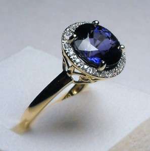 INCREDIBLE 4.95 CT BLUE SAPPHIRE/ DIAMOND BEAUTY 14K SOLID GOLD RING 