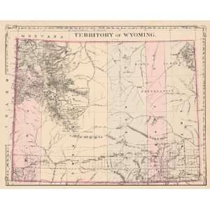  Antique Map Replica of Mitchell 1879 Map of Wyoming 