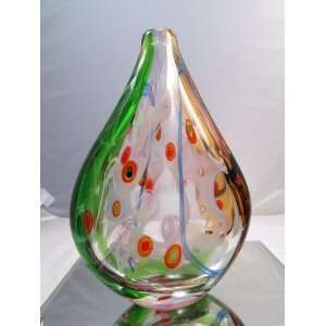   Italian Design Glass Amber & Emerald Huge Vase Patio, Lawn & Garden