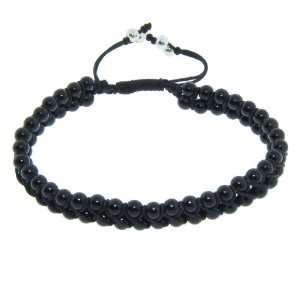   Black Onyx Gemstone Macrame Friendship Shamballa Bracelet Jewelry