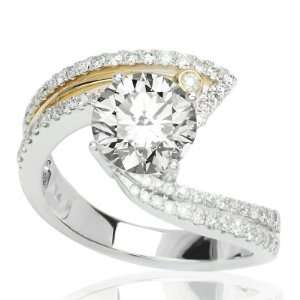Contemporary Pave Set Round Diamonds Engagement Ring with a 1.01 Carat 