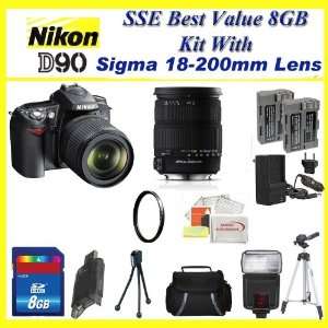  Nikon D90 SLR Digital Camera Kit Featuring Sigma 18 200mm 