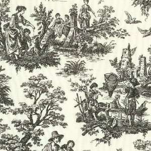 Wide Fabric, Country Life Color Black/Off White, Waverly Toile Fabric 