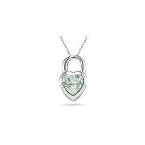  0.74 Cts Green Amethyst Pendant in Silver Jewelry